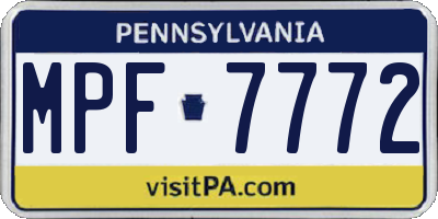 PA license plate MPF7772