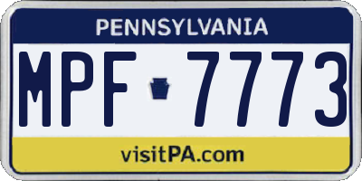 PA license plate MPF7773