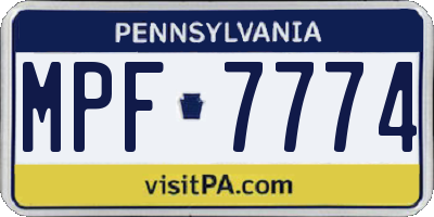 PA license plate MPF7774