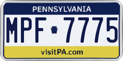 PA license plate MPF7775