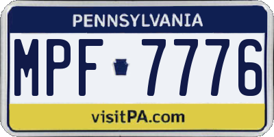 PA license plate MPF7776