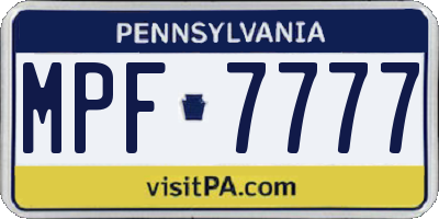 PA license plate MPF7777