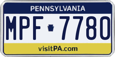 PA license plate MPF7780