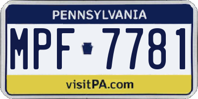 PA license plate MPF7781