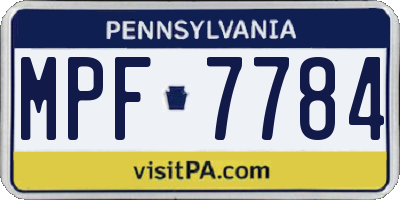 PA license plate MPF7784