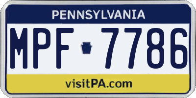 PA license plate MPF7786