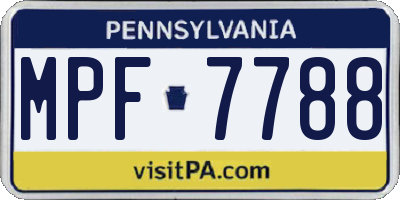 PA license plate MPF7788