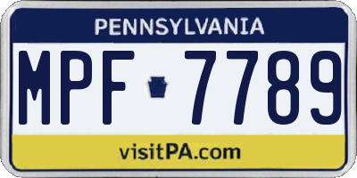 PA license plate MPF7789