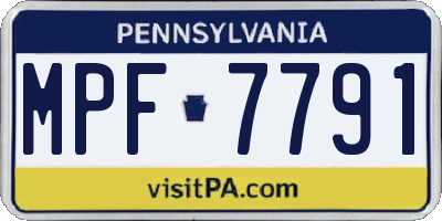 PA license plate MPF7791