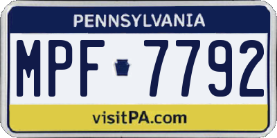 PA license plate MPF7792