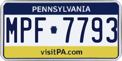 PA license plate MPF7793