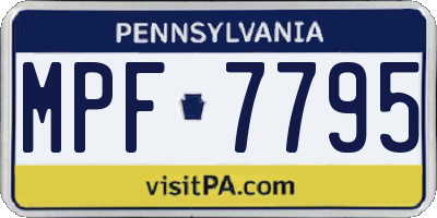 PA license plate MPF7795