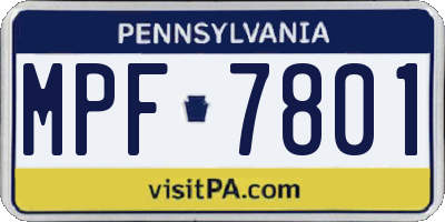PA license plate MPF7801