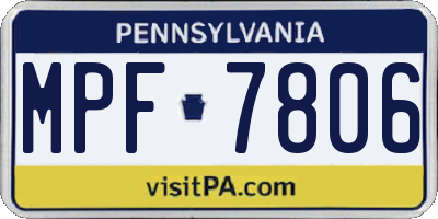 PA license plate MPF7806