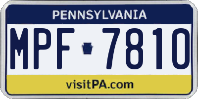PA license plate MPF7810