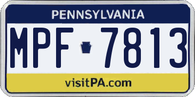 PA license plate MPF7813
