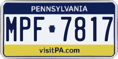 PA license plate MPF7817