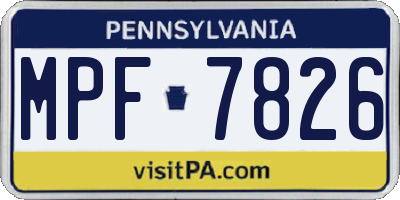 PA license plate MPF7826