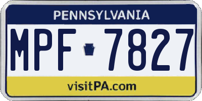 PA license plate MPF7827