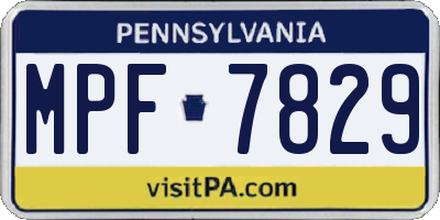 PA license plate MPF7829
