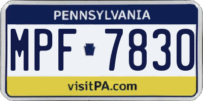 PA license plate MPF7830