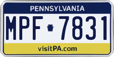 PA license plate MPF7831