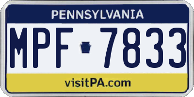 PA license plate MPF7833