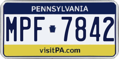 PA license plate MPF7842