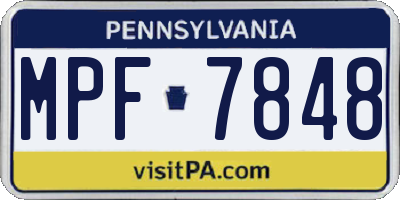 PA license plate MPF7848