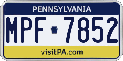 PA license plate MPF7852