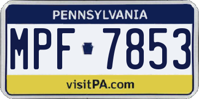 PA license plate MPF7853