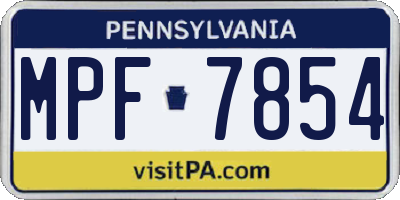 PA license plate MPF7854
