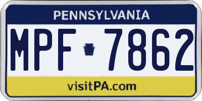 PA license plate MPF7862