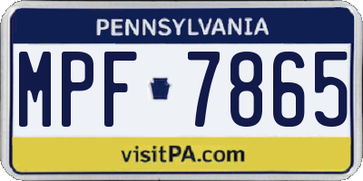 PA license plate MPF7865