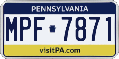 PA license plate MPF7871