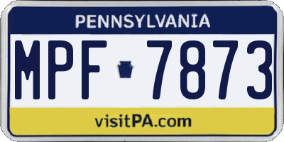 PA license plate MPF7873
