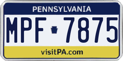 PA license plate MPF7875