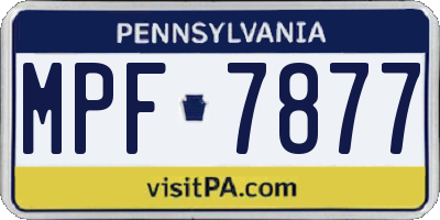 PA license plate MPF7877
