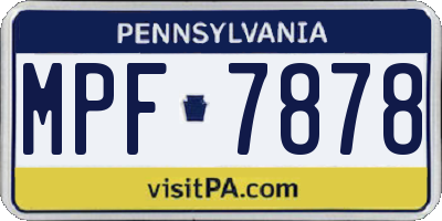 PA license plate MPF7878