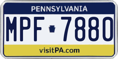 PA license plate MPF7880