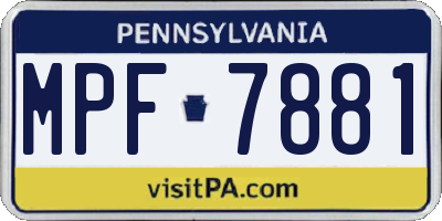 PA license plate MPF7881