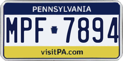 PA license plate MPF7894