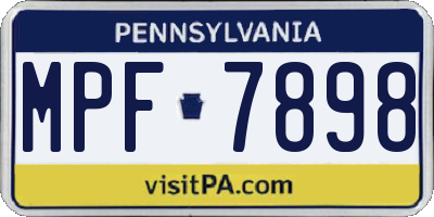 PA license plate MPF7898