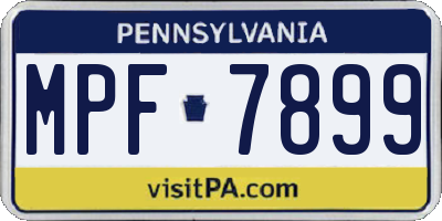 PA license plate MPF7899