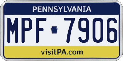 PA license plate MPF7906