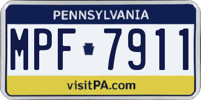 PA license plate MPF7911
