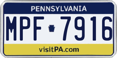 PA license plate MPF7916
