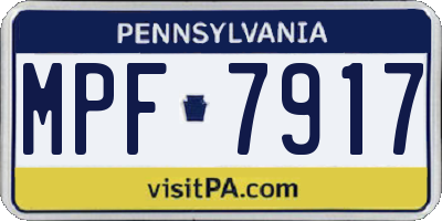 PA license plate MPF7917