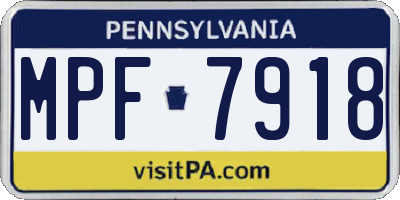 PA license plate MPF7918