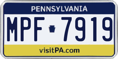 PA license plate MPF7919